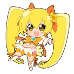  bad_id blonde_hair chibi cure_sunshine futari_wa_precure heartcatch_precure! magical_girl myoudouin_itsuki orange_dress precure solo twintails white_background yellow youri19 