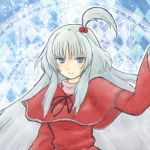  capelet hair_bobbles hair_ornament long_hair lowres shinki side_ponytail silver_hair solo touhou umi_hare 