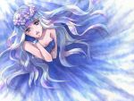  blue_hair chiririzumu cleavage dress gloves long_hair macross macross_frontier sheryl_nome solo wreath 