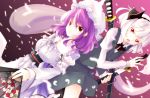  fan ghost hairband hat highres japanese_clothes katana konpaku_youmu konpaku_youmu_(ghost) myon pink_hair red_eyes saigyouji_yuyuko short_hair silver_hair sugiyuu sword touhou weapon yume_shokunin 