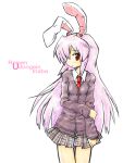  blush bunny_ears highres hiyoshi_(skick) long_hair miniskirt necktie rabbit_ears red_eyes reisen_udongein_inaba skirt solo touhou 