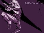  belt boots daemon_bride from_behind fur_collar horns purple sword wallpaper weapon 