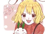  1girl animal_ears blonde_hair brown_eyes carrot_(one_piece) close-up commentary_request happy_new_year highres looking_at_viewer one_piece open_mouth rabbit_ears rabbit_girl sa_wint short_hair smile solo 