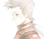  1boy bad_drawr_id bad_id brown_eyes brown_hair character_request closed_mouth coat copyright_request expressionless humiji male_focus oekaki portrait profile red_coat short_hair simple_background sketch solo spiky_hair white_background 