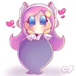 1girl artist_name blue_eyes blush cute hands_on_face heart kirby_(series) pastelbelly pink_hair solo susie_(kirby) white_background