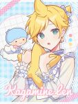  +_+ 2boys :o blonde_hair blue_background blue_bow blue_eyes blue_hair bow character_name checkered_background clouds collar earrings frilled_collar frilled_sleeves frilled_wrist_cuffs frills hair_bow hands_up highres holding holding_pillow jewelry kagamine_len kiki_(little_twin_stars) long_sleeves looking_at_viewer multiple_boys parted_lips pillow project_sekai sanrio see-through see-through_sleeves short_hair star_(symbol) star_earrings upper_body vocaloid waka_(wk4444) wrist_cuffs yellow_nails 