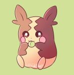  1other berry_(pokemon) black_eyes eating full_body green_background littleinksheep looking_at_viewer lum_berry morpeko morpeko_(full) pokemon pokemon_(creature) pokemon_swsh sitting 