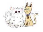  ... 2boys :3 animal animal_focus animalization cat closed_mouth clothed_animal collar fluffy glasses gojou_satoru jujutsu_kaisen multiple_boys nanami_kento necktie no_humans open_mouth sketch starglowy tail whiskers white_background white_fur yellow_fur 