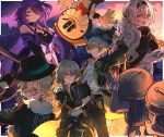  2boys 3girls acheron_(honkai:_star_rail) aventurine_(honkai:_star_rail) caelus_(honkai:_star_rail) cowboy_shot fedora firefly_(honkai:_star_rail) glasses grey_hair hair_over_one_eye hat honkai:_star_rail honkai_(series) long_hair multiple_boys multiple_girls purple_hair short_hair stelle_(honkai:_star_rail) suitchi_(gn4othi61) trailblazer_(honkai:_star_rail) trash_can violet_eyes 