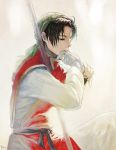  bandages black_hair gensou_suikoden gensou_suikoden_i highres katsura_(+araka) male mouth_hold staff tir_mcdohl 