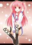  bad_id long_hair nikoo pink_hair red_eyes school_uniform serafuku thigh_strap yui_(angel_beats!) 