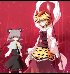  aho animal_ears blonde_hair grey_hair highres mouse_ears mouse_tail multiple_girls nazrin polearm red_eyes spear tail tiger_print toramaru_shou touhou weapon yellow_eyes 