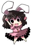  brown_hair bunny_ears carrot chibi crazy_developers dress inaba_tewi jewelry necklace pendant rabbit_ears red_eyes touhou 