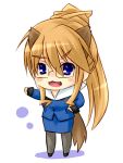  blonde_hair blue_eyes chibi dog_ears dog_tail fang glasses long_hair margery_daw pantyhose piku ponytail shakugan_no_shana tail 