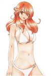  bikini cleavage large_breasts lips long_hair mizusawa_nodoka orange_eyes orange_hair original sideboob swimsuit underboob 