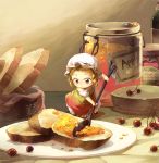  bread el_(mushboom) food hat jam marmalade minigirl original plate red_eyes rowan solo spoon 