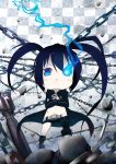 absurdres black_hair black_rock_shooter black_rock_shooter_(character) blue_eyes chain chibi crossed_arms glowing glowing_eyes highres solo tsukina_(artist) twintails 