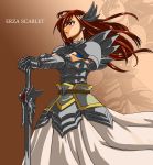  belt erza_scarlet fairy_tail gauntlets hair_over_one_eye highres ko-u long_hair red_hair redhead solo sonic12399 sword weapon zoom_layer 