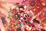 blush brown_eyes brown_hair christmas d4dj dress long_hair smile yamate_kyouko