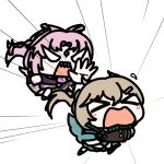 &gt;_&lt; angry animated_gif chasing fu_xuan_(honkai:_star_rail) honkai:_star_rail honkai_(series) multiple_girls qingque_(honkai:_star_rail) running seseren twintails