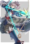  1boy 6nutqd2kwd0iqcl absurdres aiming arrow_(projectile) bow_(weapon) fire_emblem fire_emblem_fates fujin_yumi_(fire_emblem) grey_hair high_ponytail highres holding holding_arrow holding_bow_(weapon) holding_weapon japanese_clothes male_focus takumi_(fire_emblem) weapon white_background yumi_(bow) 