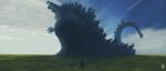  1other blue_sky clouds day giant giant_monster godzilla godzilla_(series) highres kaijuu long_tail monster outdoors sky spines tail taiyakiki-5687 