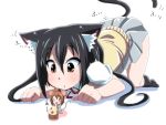  2girls animal_costume animal_ears black_hair brown_eyes brown_hair cat_ears cat_tail cheese hirasawa_yui k-on! long_hair minigirl mouse_costume mouse_ears mouse_tail multiple_girls nakano_azusa satsuki_imonet school_uniform tail twintails 