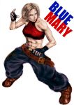  baryan belt blonde_hair blue_eyes blue_mary boots fingerless_gloves gloves king_of_fighters midriff muscle tank_top 