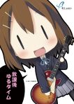 brown_hair chibi guitar hirasawa_yui instrument k-on! kohinata_sora pantyhose school_uniform short_hair 