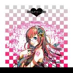  aqua_eyes bespectacled bracelet feathers glasses hair_ornament hairband jewelry long_hair megurine_luka nakbe pink_hair ring smile solo vocaloid 