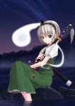  ghost hairband highres katana konpaku_youmu konpaku_youmu_(ghost) myon short_hair silver_hair solo sword touhou weapon yules 