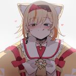  :q animal_ears black_survival blonde_hair blue_eyes blush cat_ears choker erinaka0413 eternal_return:_black_survival hairband heterochromia highres irem_(black_survival) jewelry looking_at_viewer medium_hair naughty_face necklace orange_eyes tongue tongue_out 