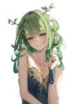  1girl ceres_fauna flower green_hair hair_flower hair_ornament hololive hololive_english looking_at_viewer malvar simple_background solo virtual_youtuber white_background 