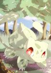  alternate_color animal_focus bright_pupils bulbasaur claws closed_mouth forest highres laia_pk looking_at_viewer mountainous_horizon nature no_humans nostrils outdoors plant pokemon pokemon_(creature) red_eyes shiny_pokemon signature solo tree vines white_pupils 