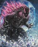  absurdres bioluminescence claws elbow_spikes evolved_godzilla fangs g.n.a giant giant_monster gills glowing glowing_mouth godzilla godzilla_(monsterverse) godzilla_(series) godzilla_x_kong_:_the_new_empire highres jaw kaijuu long_tail monster monsterverse no_humans open_mouth pink_eyes reptile reptilian scales sharp_teeth solo spiked_tail spines tail teeth 
