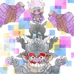  1boy big_nose cleft_chin crown disembodied_limb facial_hair glitch looking_at_viewer mustache official_art open_mouth pointy_ears red_eyes redhead takeuchi_kou thick_eyebrows third-party_source wario wario_bug warioware warioware:_get_it_together! 