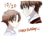  1boy advanced_nurturing_high_school_uniform ayanokouji_kiyotaka brown_hair closed_mouth collared_shirt happy_birthday school_uniform shirt short_hair toha white_background yellow_eyes youkoso_jitsuryoku_shijou_shugi_no_kyoushitsu_e 