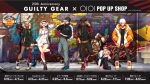  asuka_r._kreutz beanie blonde_hair boots bridget_(guilty_gear) brown_hair dark-skinned_female dark_skin elphelt_valentine eyepatch fashion graffiti guilty_gear guilty_gear_strive hat hidehiko_sakamura hood hoodie jacket ky_kiske mouth_pull official_alternate_costume official_art ramlethal_valentine roger_(guilty_gear) sitting sol_badguy white_hair 