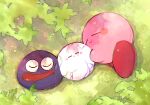 3others blue_skin blush_stickers closed_eyes colored_skin drooling gooey_(kirby) grass highres kirby kirby:_star_allies kirby_(series) mikanbako_(aitatadon3) no_humans pink_skin sleeping smile tree_shade void_(kirby) void_soul