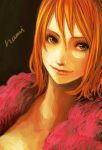  bad_id brown_eyes character_name lips nami one_piece one_piece:_strong_world orange_hair portrait solo tsuyomaru 