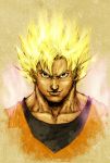  aura blonde_hair dragon_ball dragon_ball_z male manly portrait realistic solo son_goku son_gokuu super_saiyan yasu001 