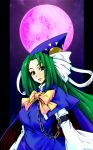  chain full_moon green_eyes green_hair hat highres itsuku long_hair mima moon solo touhou wizard_hat 