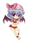  arm_garter bat_wings bikini blue_hair chibi choker frills hat kusanagi_mikoto_(artist) red_eyes remilia_scarlet short_hair swimsuit touhou wings 