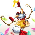  blonde_hair bloomers do_(ado) faceplant flandre_scarlet hat mary_janes ponytail shoes short_hair side_ponytail solo touhou tripping wings 