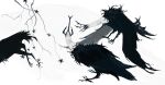  animal animal_focus bird black_feathers black_wings creature feathers highres kamikiririp mandibles no_humans talons white_background wings 