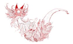  animal animal_ears animal_focus colored_skin creature full_body highres kamikiririp mane no_humans original pink_hair pink_tail white_skin white_tail 