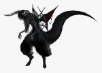  black_fur black_hair black_tail creature full_body grey_horns highres horns kamikiririp no_humans original standing white_background 