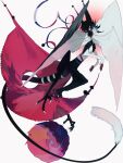  animal animal_ears animal_feet animal_focus black_fur black_hair black_tail creature full_body highres kamikiririp no_humans original tail talons violet_eyes white_background white_fur white_wings wings 