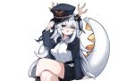  1girl absurdres commission dragon_girl dragon_horns dragon_tail grey_eyes grey_hair heterochromia highres horns original simple_background solo tail thighs wang0424 white_background yellow_eyes 