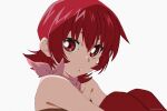  1girl bare_shoulders closed_mouth fumiko_(mesushi) iria_animi looking_at_viewer red_eyes redhead scarf short_hair simple_background solo tales_of_(series) tales_of_innocence very_short_hair white_background 